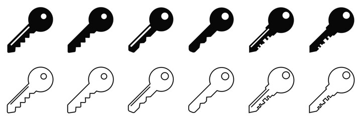 Key Icons Collection – Flat, Line, and Silhouette Styles for Security and Access Concepts