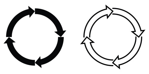 Transfer, swap, exchange, spin, flip concept. Circular arrow editable stroke outline icon isolated on white background flat vector illustration.