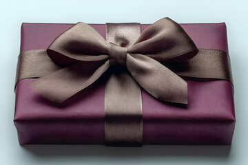 Burgundy Gift Box with Bow Illustration
