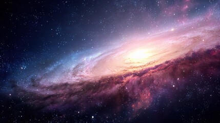 Obraz premium Bright Galaxy Background with Star Dust and Cosmic Arms