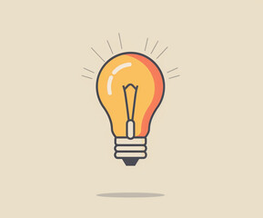 Flat, minimalistic light bulb icon suitable for social media posts, digital content creation, and brand communication