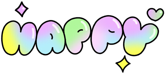 HAPPY 파스텔 그라데이션 텍스트 스티커