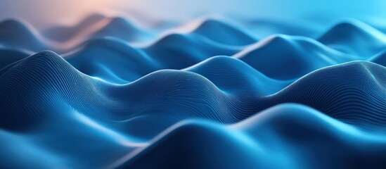 Obraz premium Blue digital waves, abstract background, data visualization