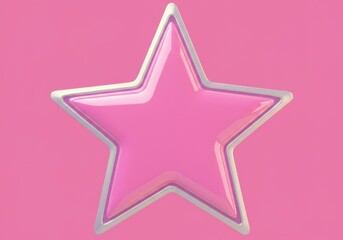 Pink star with a silver edge on a pink background