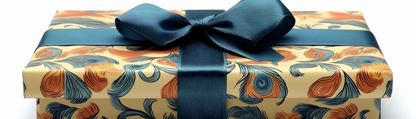 Peacock Feather Gift Box Illustration
