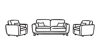 Sofa line art elegant black and white interior design sketch