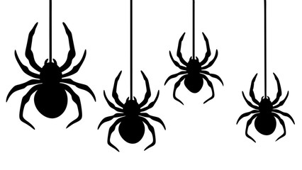 set of halloween spider silhouette vector on tranparent background