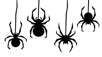 set of halloween spider silhouette vector on tranparent background