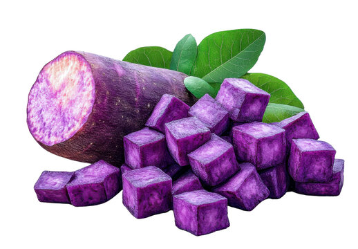 purple sweet potato cubes - fresh and vibrant vegetable