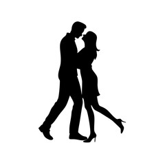 Dancing Couple Silhouette Romantic Embrace