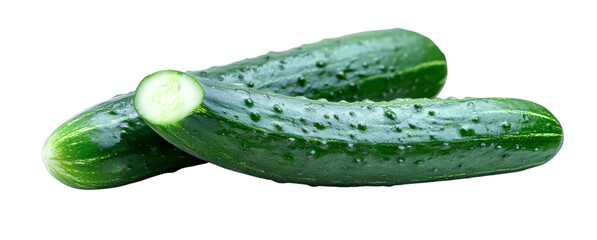 fresh green cucumbers isolated