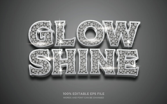 Glow and Shine diamond 3D editable text style effect	
