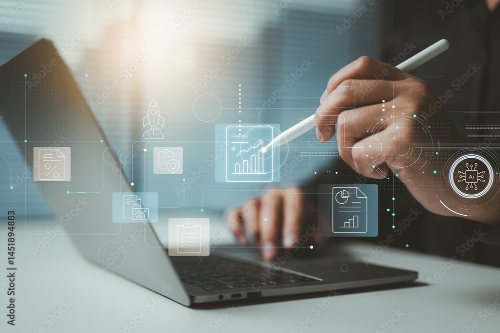 Poster Advanced data visualization driven by AI enhances productivity and supports better business decisions.