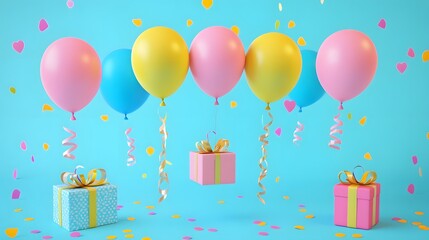 Pastel Balloons Gifts Party Celebration Festive