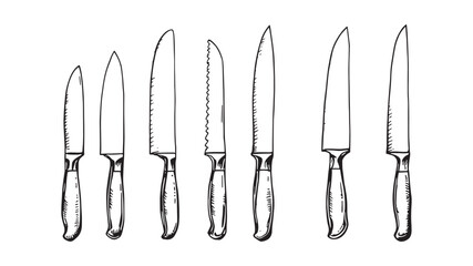 Stainless Steel Knife Line Art Sketch Modern Kitchen Tool