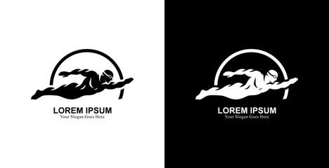 Logo design in the form of a man swimming