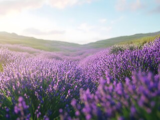 Naklejka premium<h1>Lavender Fields at Sunset: Vibrant Purple Blossoms in an Aromatic Countryside</h1>