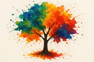 Paint stains forming an abstract tree