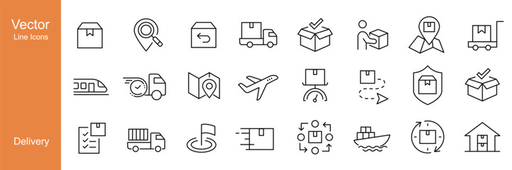 Delivery Icons - Vector Line Icons. Editable Stroke. Vector Graphic