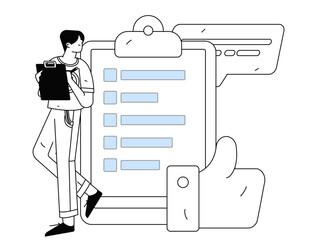 Invite friends to conduct questionnaire flat vector concept operation hand drawn illustration

