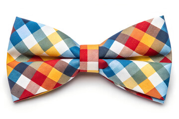 "Vibrant Checkered Plaid Bow Tie with Colorful Fabric Pattern"
