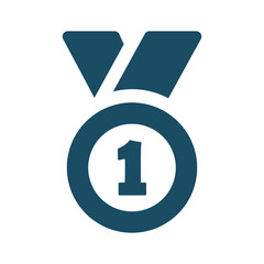 First medal, champion svg cut file. Isolated vector illustration.