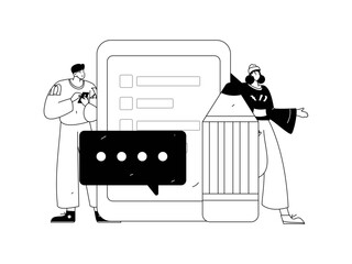 Invite friends to conduct questionnaire flat vector concept operation hand drawn illustration
