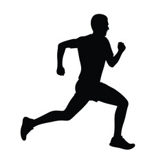 Obraz premium Silhouette of a man running, sprinting in motion