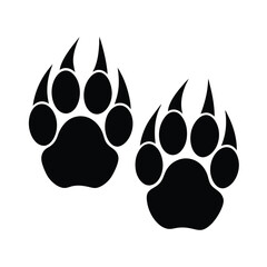 Bear Paw Print with Claws Vector Silhouette Illustration
