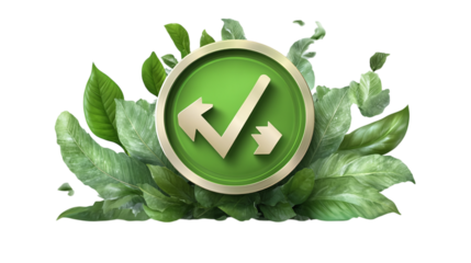 Floating eco certification verification panel for green brands, isolated, PNG format, transparent background. Varient 4