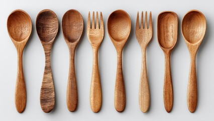 Minimalist Wooden Utensils Flat Lay