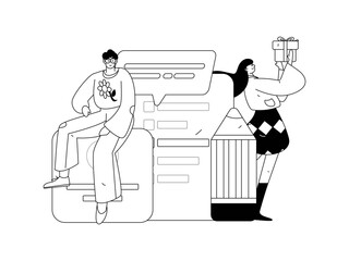 Invite friends to conduct questionnaire flat vector concept operation hand drawn illustration
