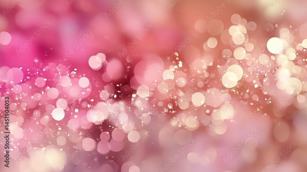 Poster soft pink gradient bokeh with rose and cream dots background