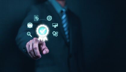 Quality Assurance Audit Process With Quality Icon Quality Assurance Standardization Certification Compliance Service and Standards Business Technology Concept