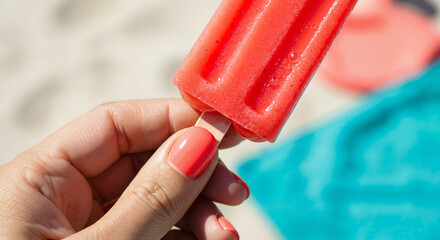 Hand applying bright nail polish by pool - great for beauty tutorials, summer self-care content, and vacation preparation guides