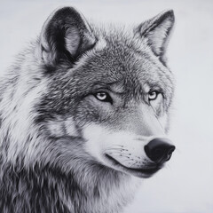 Fototapeta premium wolf, animal, illustration, background, black and white style, mammal, canine, nature, cute, zoo, carnivore, canis, predator, wildlife, wild, pet