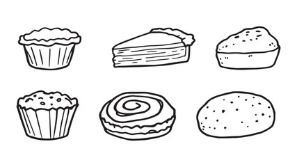Sweet Bakery Menu line art design for delicious pastry lovers