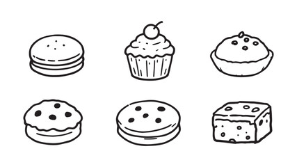 Sweet Bakery Menu line art drawing featuring fresh baked goods