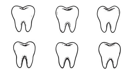 tooth line art abstract clean dental design simple contour shape