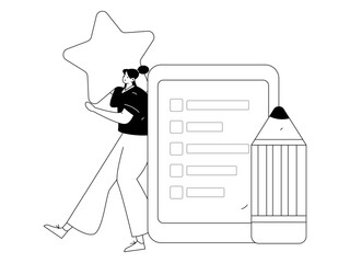 Invite friends to conduct questionnaire flat vector concept operation hand drawn illustration
