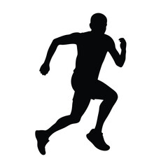 Fototapeta premium Silhouette of a man running, sprinting in motion