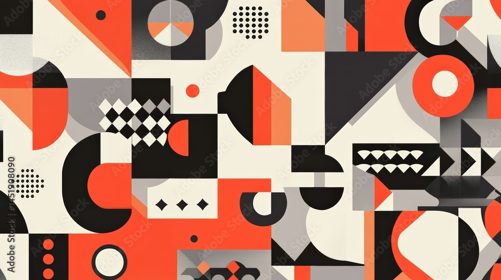 Poster dynamic abstract geometric pattern featuring vibrant colors and shapes for modern design application