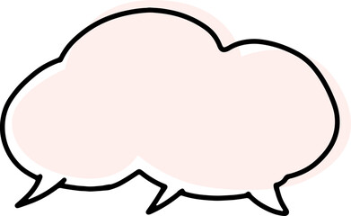 empty general speech bubble with a light pink fill hand drawn with black curved lines