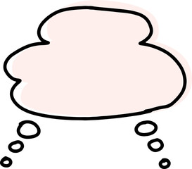 thought bubble from general thoughts with a light pink fill hand drawn with black curved lines