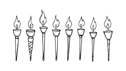 Torch with fire line art simple minimal blazing flame design