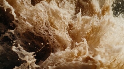Obraz premium Abstract Foam: A Textural Study of Creamy Brown Waves