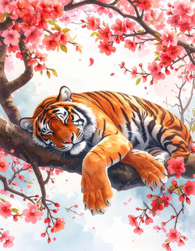 Cherry Blossom Dreams The Serene Tiger&rsquo;s Spring Nap