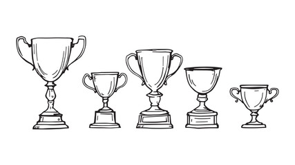 Trophy cupline art elegant sketch concept for tournament celebration
