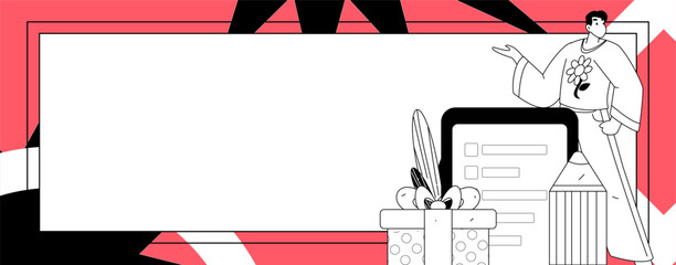Invite friends to conduct questionnaire flat vector concept operation hand drawn illustration
