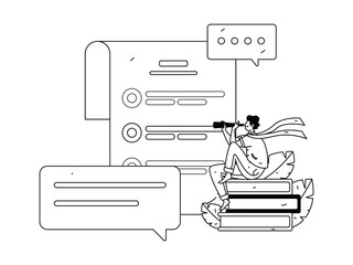 Invite friends to conduct questionnaire flat vector concept operation hand drawn illustration
